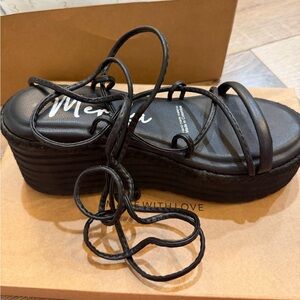Meraki Black Platform Strappy Sandals